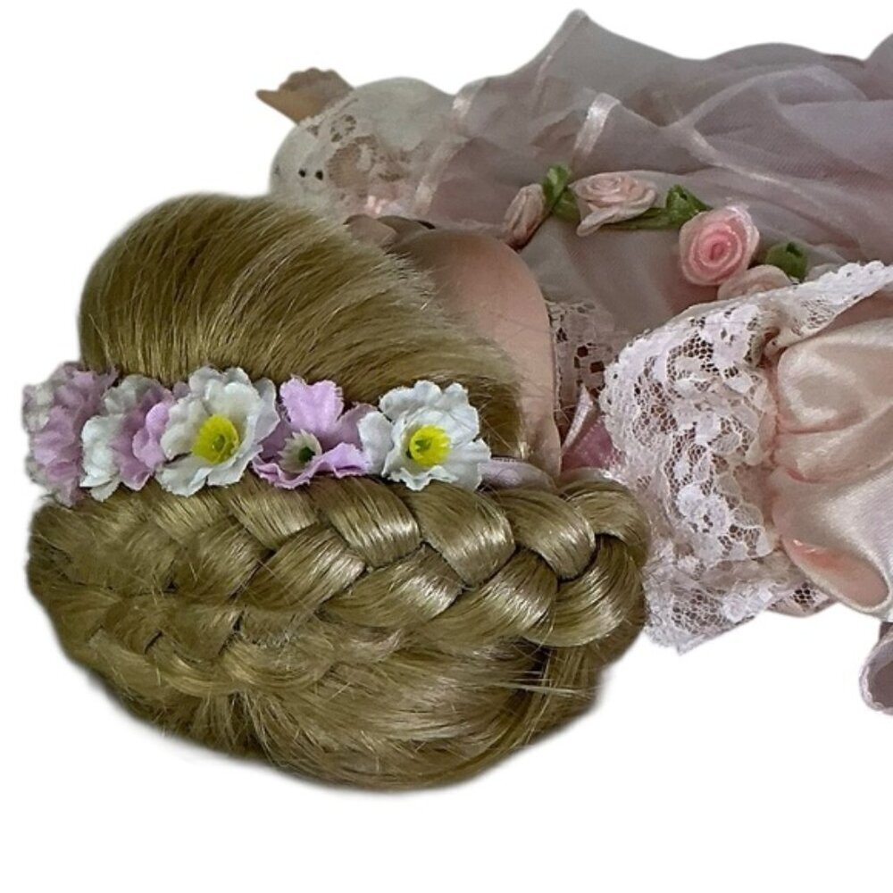 Vintage Ballerina Dancer Porcelain Doll 1990 Pink Satin Tutu Blonde Hair 14” - Picture 8 of 15